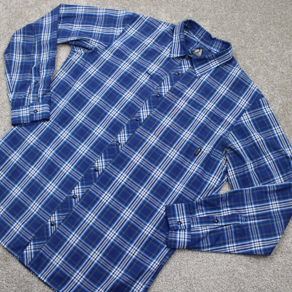 Eddie Bauer First Ascent Shirt Mens Large Tall Blue/White Poly/Rayon L/S Button - Picture 2 of 16